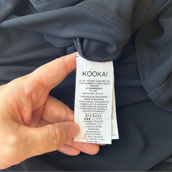 Kookai Black V Neck Draped Flared Evening Dress - Picture 11 of 15